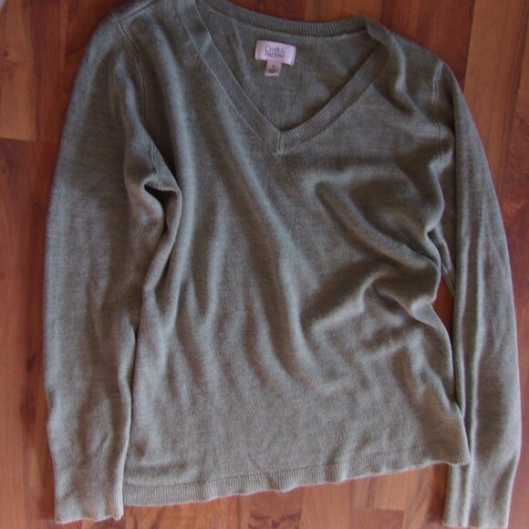 size medium womens soft green v neck sweater casual dress - Picture 1 of 3